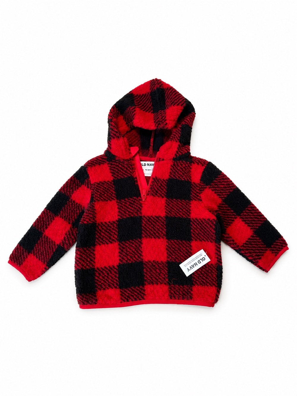 Old Navy Red and Black Buffalo Plaid Sherpa Hoodie